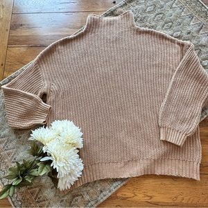 American Eagle Mock Neck Knit Drop Shoulder Sweater Oversized